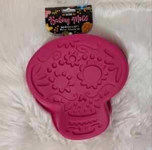 Pink Sugar Skull Silicone Baking Mold Cakes Day Of The Dead Celebration New!